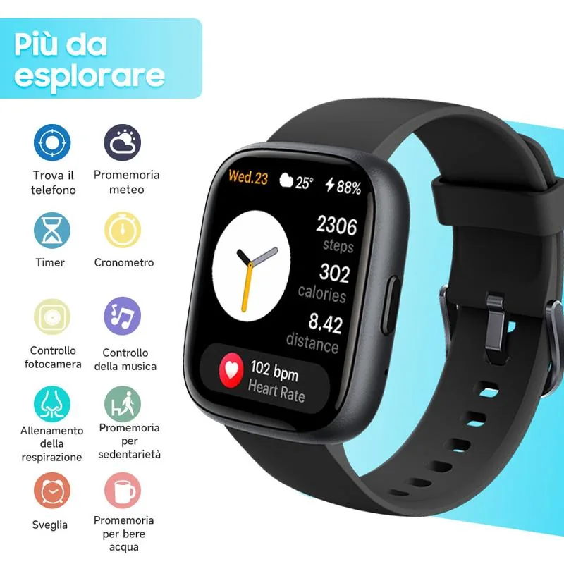Timer, sveglia, musica, ricerca telefono e promemoria
