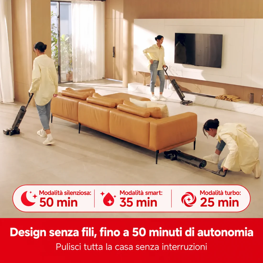 Design senza fili con modalità silenziosa, smart e turbo